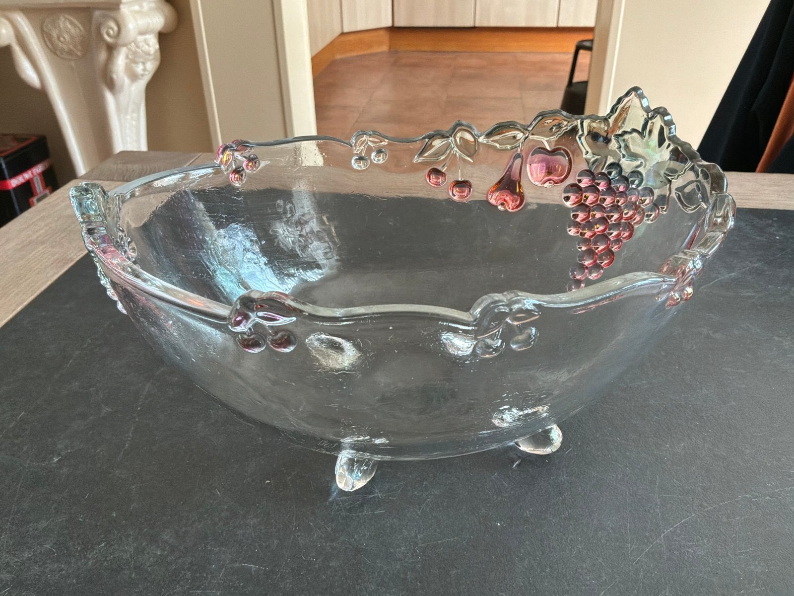 Vintage Walther Glas fruitschaal met druiven en kersen, Ophalen of Verzenden