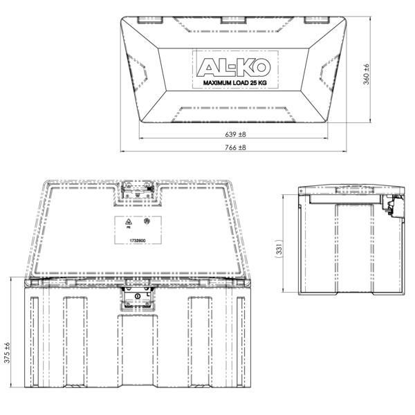 Opbergbox / disselbak AL-KO V-Box 766/639x360x375mm, Nieuw, Ophalen of Verzenden, NB, NB