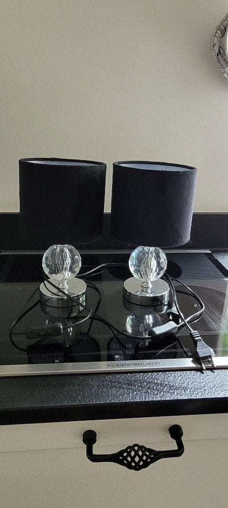 2x zwarte rvs hotel chique schemerlampen tafellampen zgan, Huis en Inrichting, 28 cm, Zo goed als nieuw, Schemerlamp, Met kap