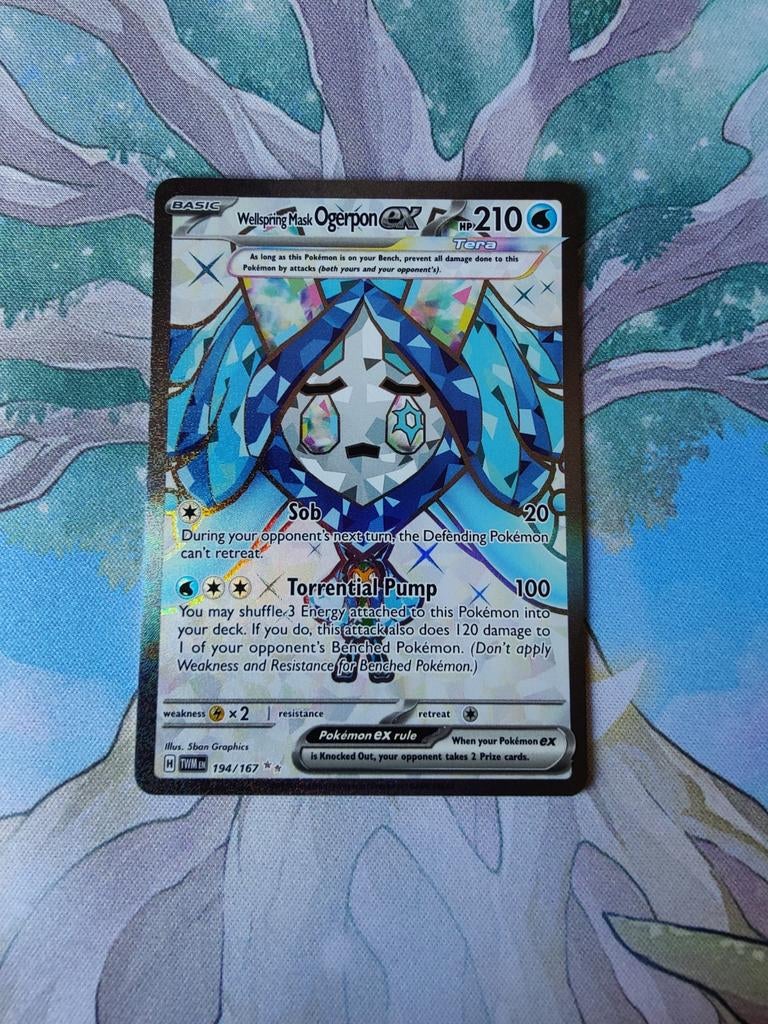 Pokemon twilight masquerade wellspring mask ogerpon ex 194, Ophalen of Verzenden, Nieuw, Losse kaart, Foil