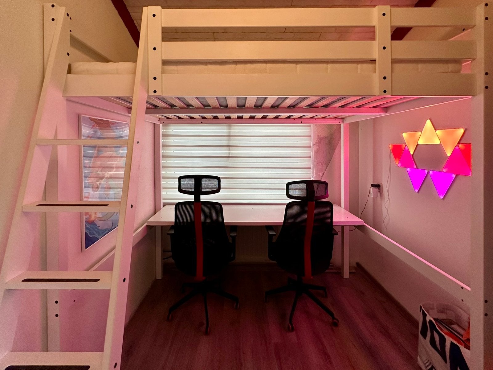 IKEA STORA Hoogslaper met IKEA bureaublad, Ophalen, Hoogslaper, 140 cm, Zo goed als nieuw