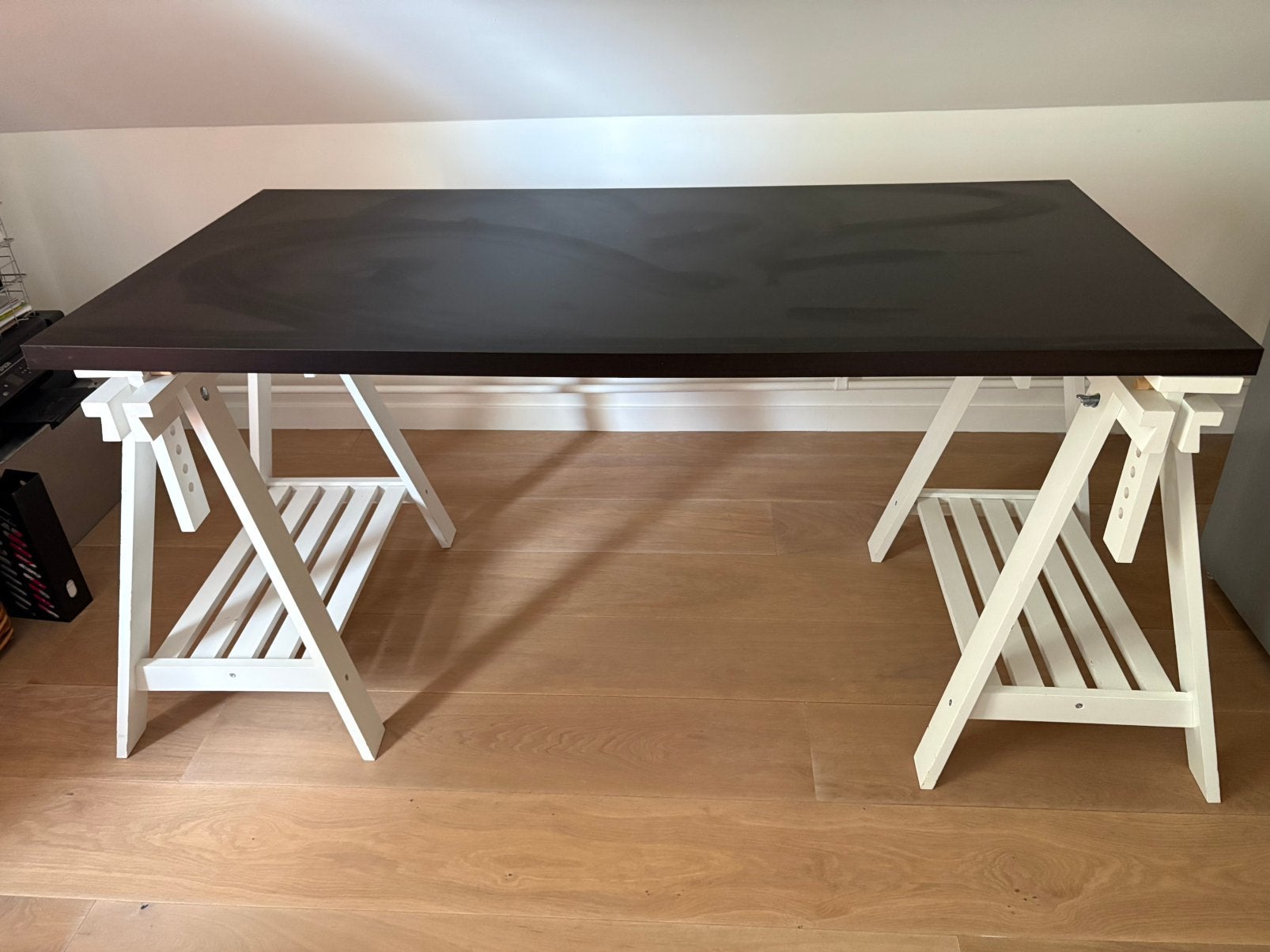 Ruim bureau met ikea schragen - Ideaal voor thuiskantoor, Ophalen, Gebruikt, Hout, IKEA