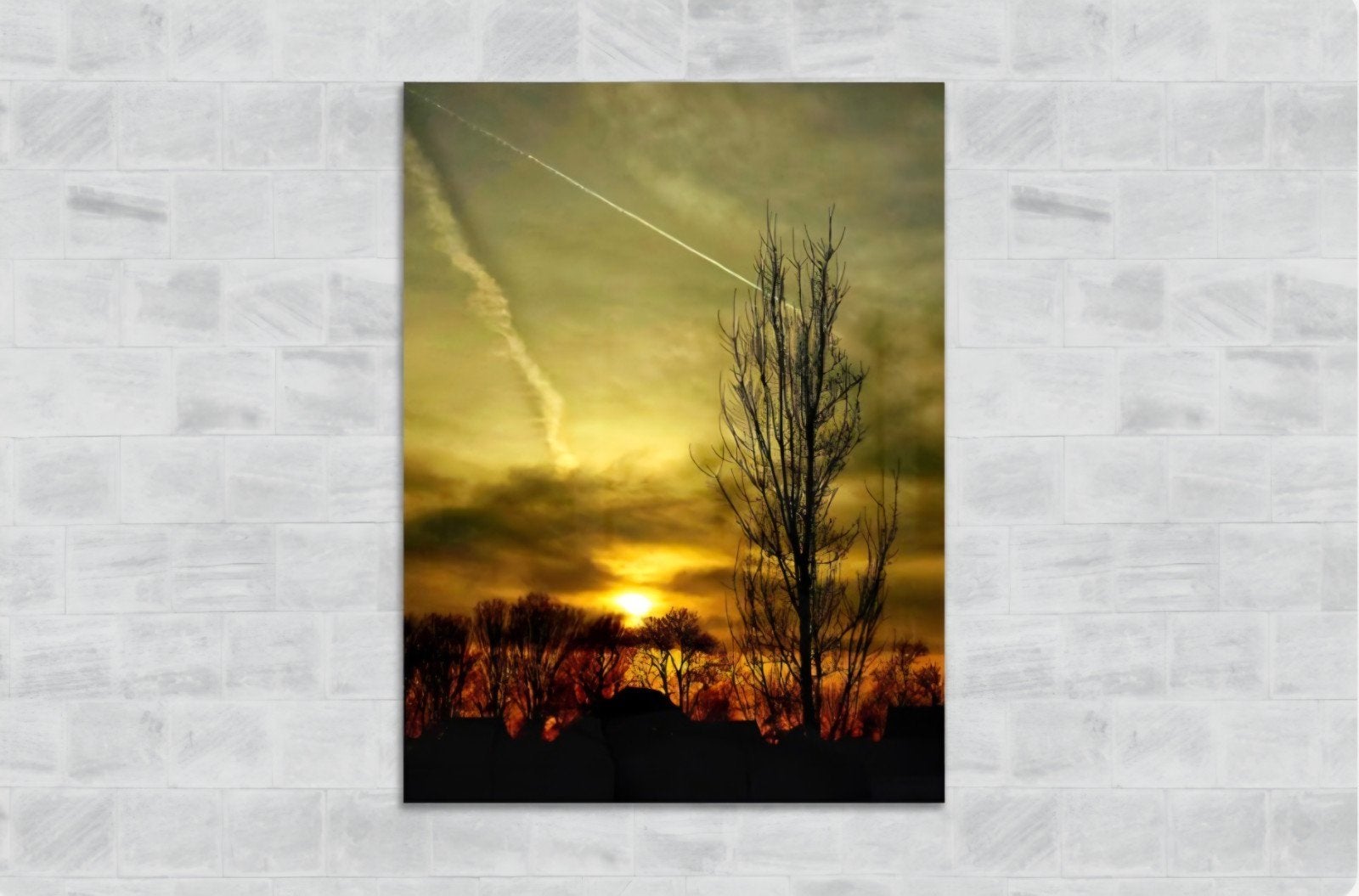 Prachtig Plexiglas foto - Zonsondergang, Huis en Inrichting, Schilderij, 60 cm, Nieuw, Ophalen of Verzenden