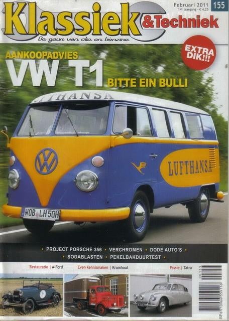 Klassiek & Techniek 155 2011 : VW Bus T1 - Porsche 356, Boeken, Auto's | Folders en Tijdschriften, Gelezen, Algemeen, Ophalen of Verzenden