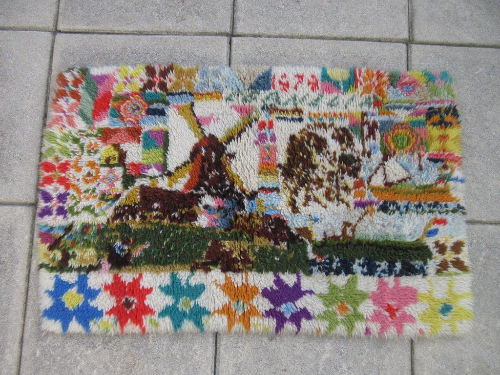 Vintage geknoopt kleedje kleed, Gebruikt, 50 tot 100 cm, Rechthoekig, 50 tot 100 cm