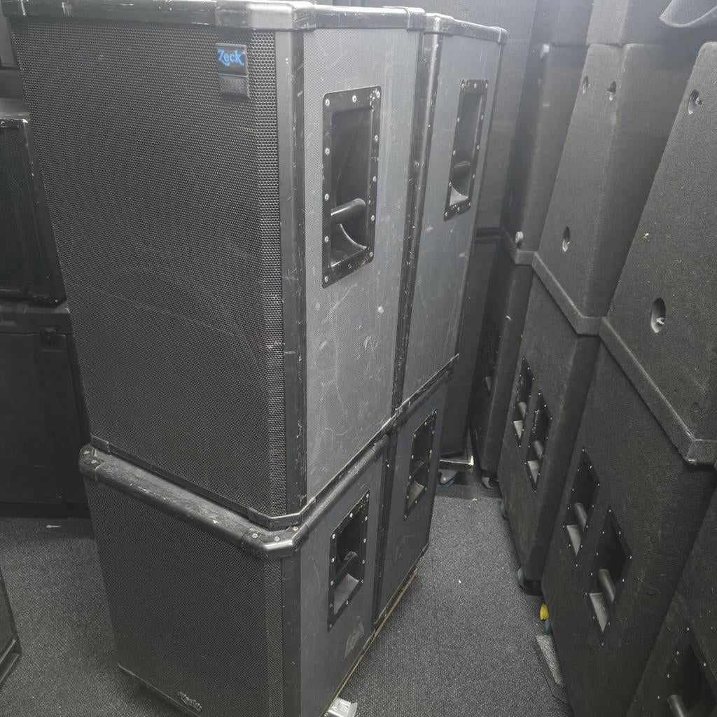 ZECK SET 18 inch subs + 15 inch tops, Ophalen of Verzenden, 120 watt of meer, Subwoofer, Overige merken