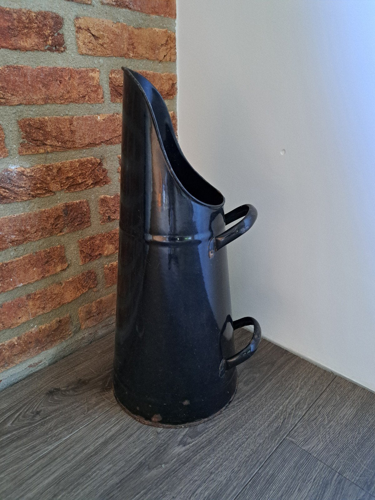 Antieke kolenkit / kolen emmer zwart geëmailleerd hoogte 45, Antiek en Kunst, Antiek | Emaille, Ophalen of Verzenden