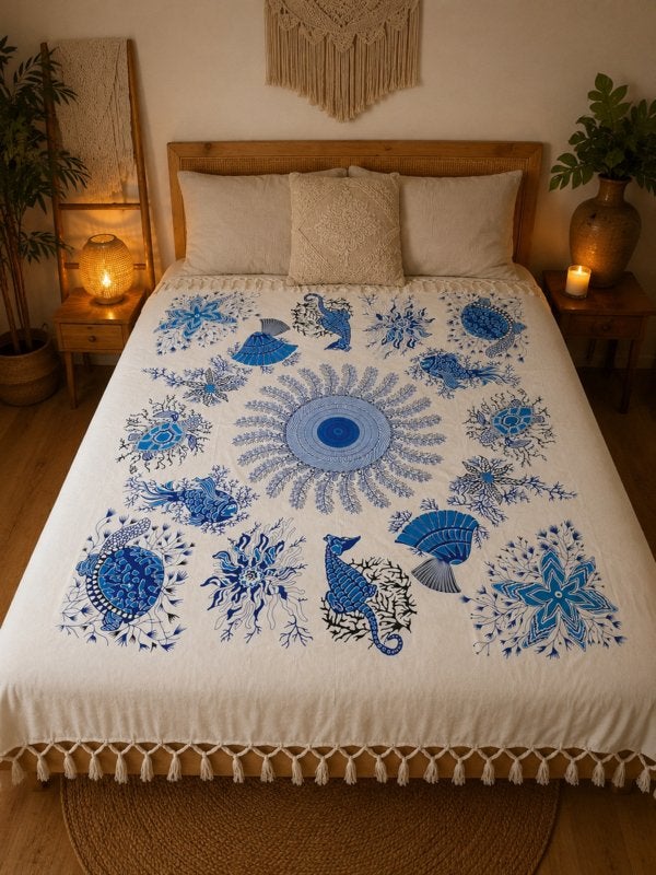 Mandala wandkleed bedsprei grand foulard Ibiza sprei plaid, Huis en Inrichting, Woonaccessoires | Plaids en Woondekens, Katoen