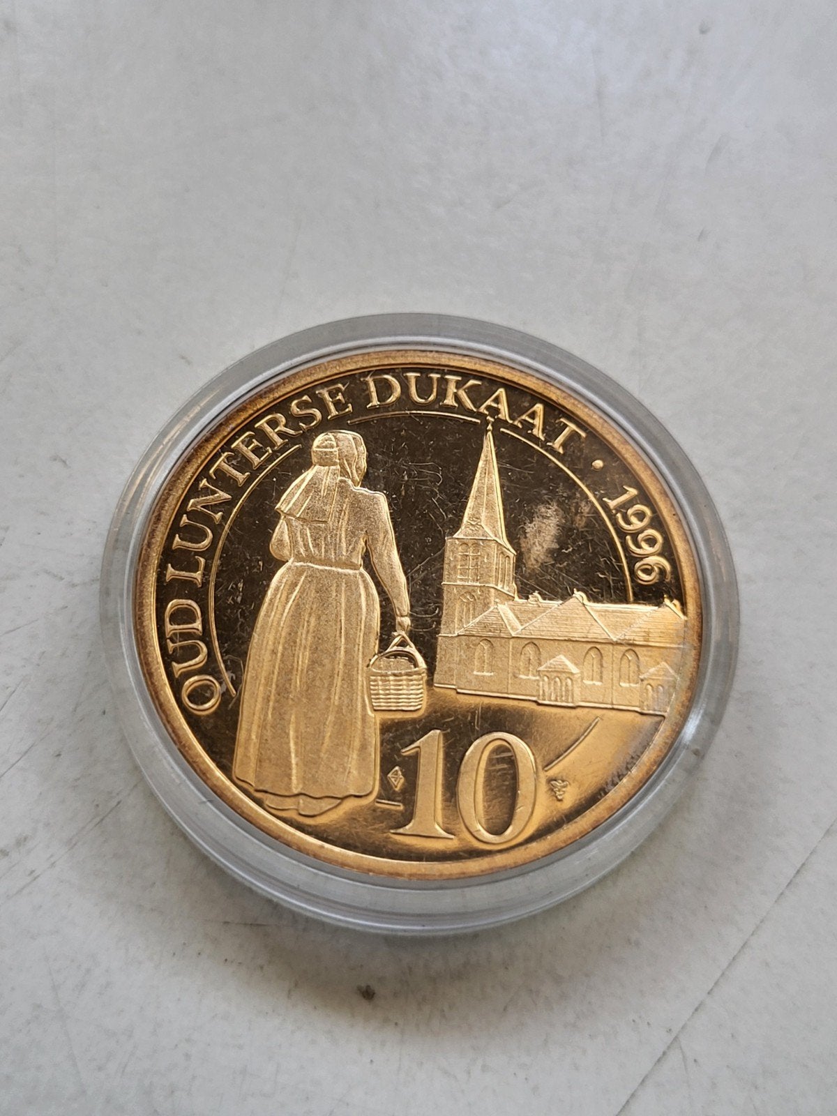 Oud Lunterse Dukaat 1996 - Mairie de Lunteren proof capsule, Ophalen of Verzenden, Nederland