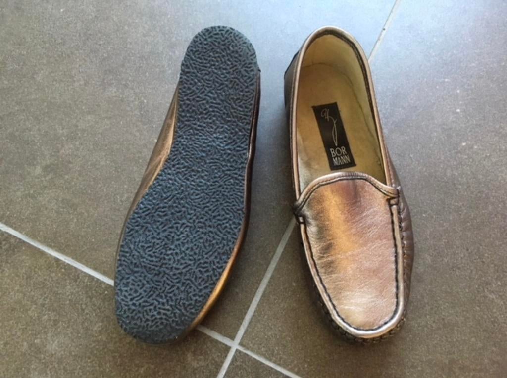 Bormann - Leren loafers instappers metallic bruin - mt 35, Kleding | Dames, Schoenen, Bruin, Verzenden, Instappers, Bormann