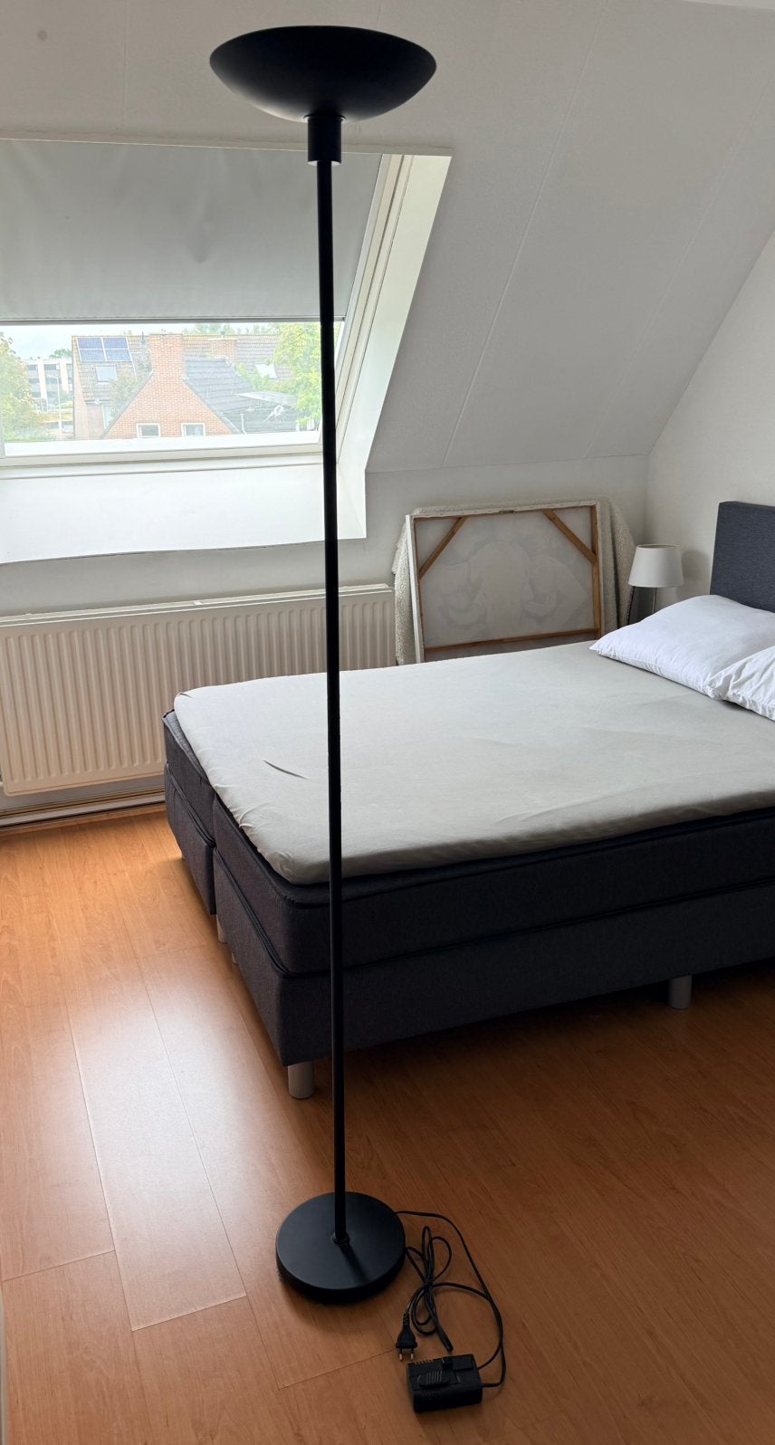 Vloerlamp mat zwart dimbaar, Huis en Inrichting, Lampen | Vloerlampen, Ophalen, Gebruikt, E27 (groot), Metaal