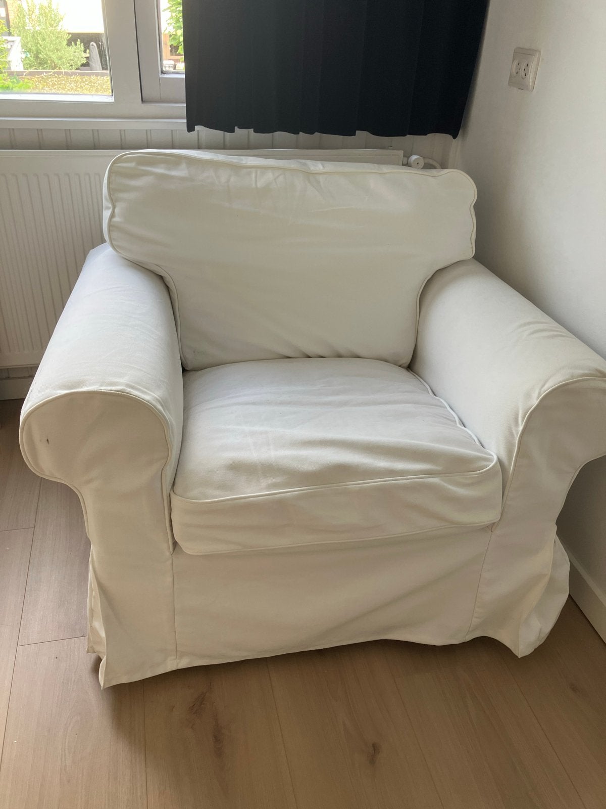 Ektorp Witte fauteuil met afneembare hoes, Ophalen of Verzenden, Gebruikt, Stof, 75 tot 100 cm