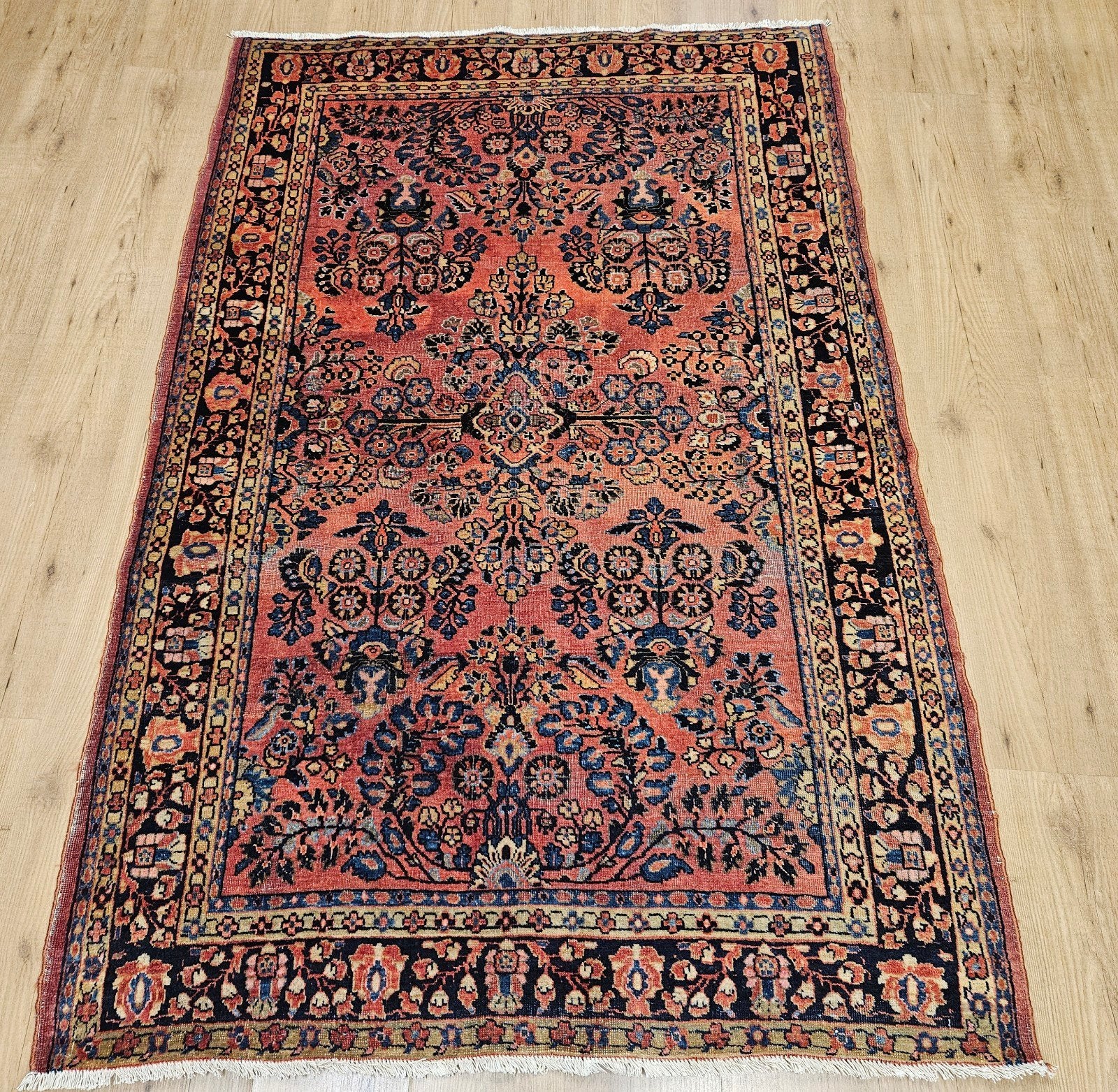 Vintage handgeknoopt perzisch tapijt sarough 194x125, Info@SlatsAntiek.nl, Tweedehands, 100 tot 150 cm, Perzisch