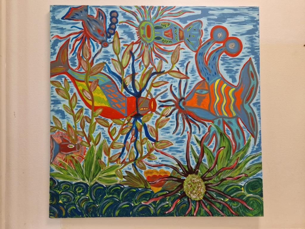 Groot schilderij 100x100 cm Origineel geen kopie., Ophalen