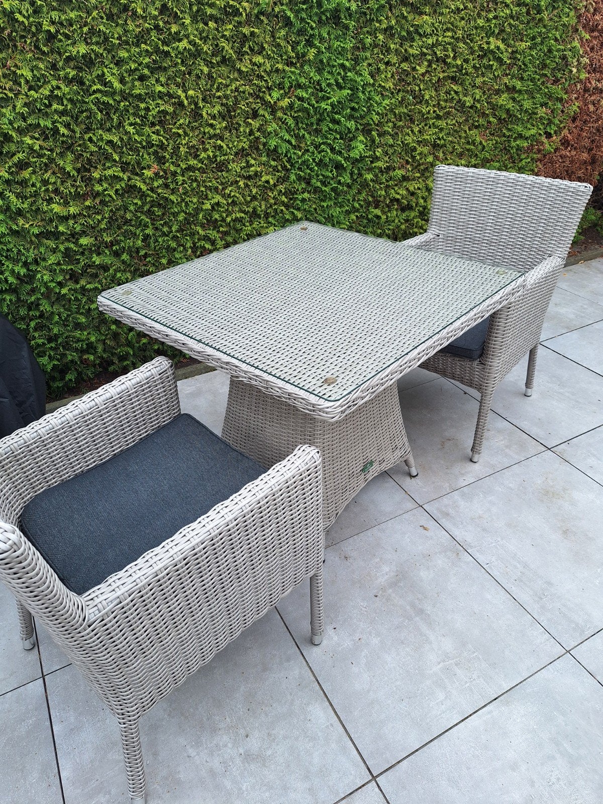 Fonteyn Tuinset Wicker - 2 Stoelen en Tafel, Tuin en Terras, Ophalen, Gebruikt, Wicker