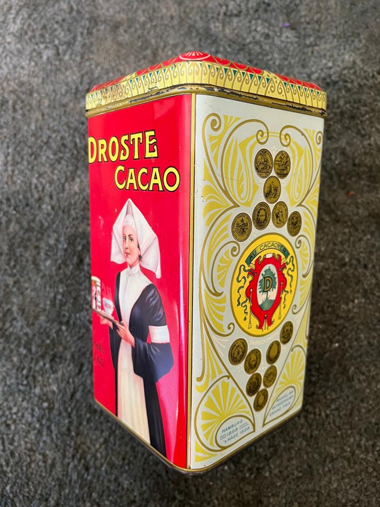 Vintage Droste Cacao blik 1 KG – oud reclameblik Haarlem, Ophalen of Verzenden, Zo goed als nieuw, Overige, Droste