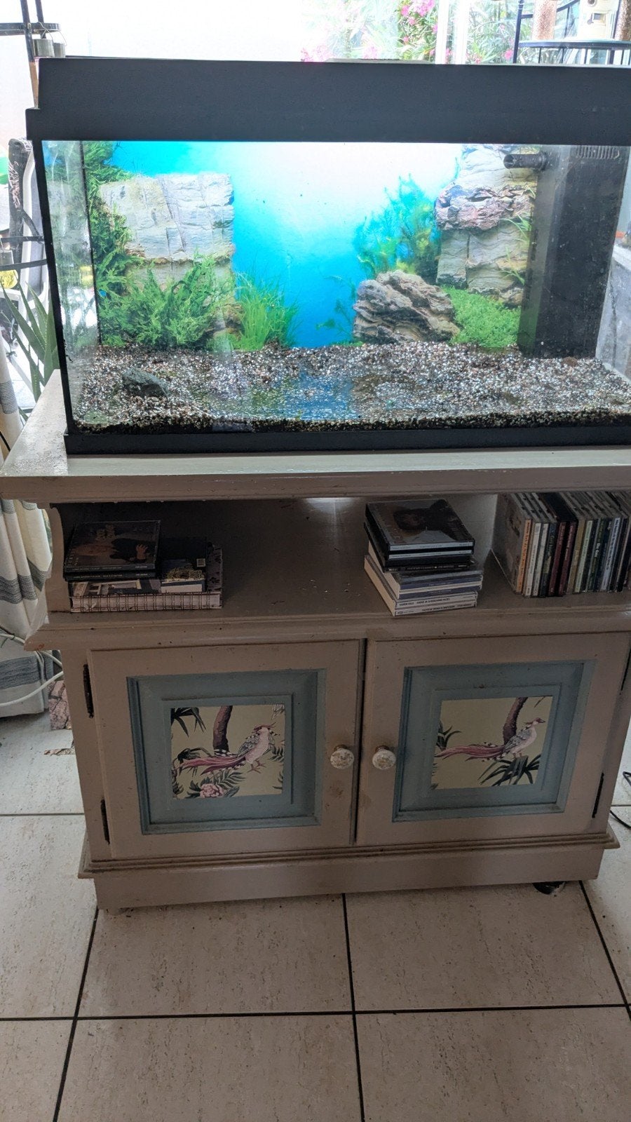 Aquarium 120ltr 80/35/46hoog compleet led,filter,pomp verwar, Dieren en Toebehoren, Ophalen, Zo goed als nieuw, Gevuld zoetwateraquarium