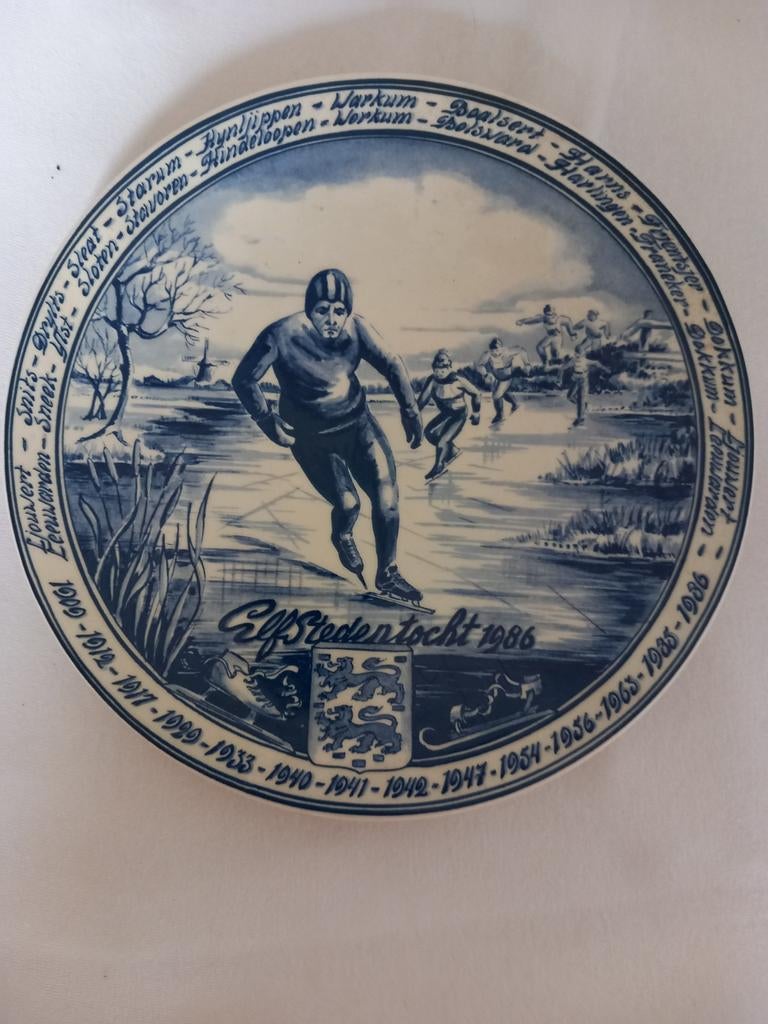 Fraai wandbord Friese elfstedentocht 1986 evert van benthem, Ophalen of Verzenden
