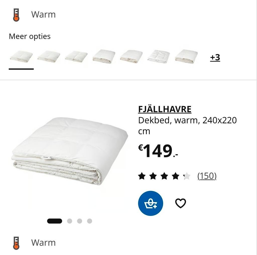 IKEA FJÄLLHAVRE Dekbed, warm, 240x220 cm, Ophalen, Tweepersoons, Wit, Deken of Dekbed