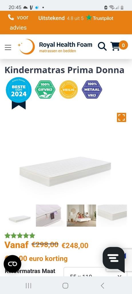 Royal Health Foam matras Prima Donna 140x70cm, Ophalen, Zo goed als nieuw, Eenpersoons, 90 cm