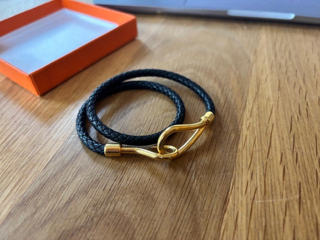 Hermès Jumbo leather bracelet, Ophalen of Verzenden, Gebruikt, Zwart, Leer