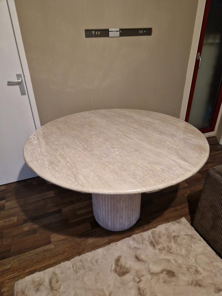 Travertin eettafel rond 120.cm, Huis en Inrichting, Tafels | Salontafels, Rond, Nieuw, Ophalen of Verzenden, 75 cm of meer