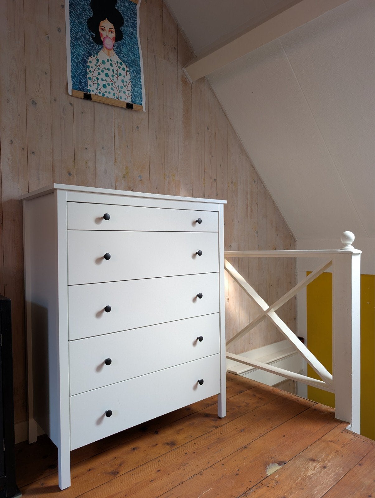Witte ladekast met 5 laden - Zo goed als nieuw, Ophalen, 5 laden of meer, 100 tot 150 cm, 50 tot 100 cm