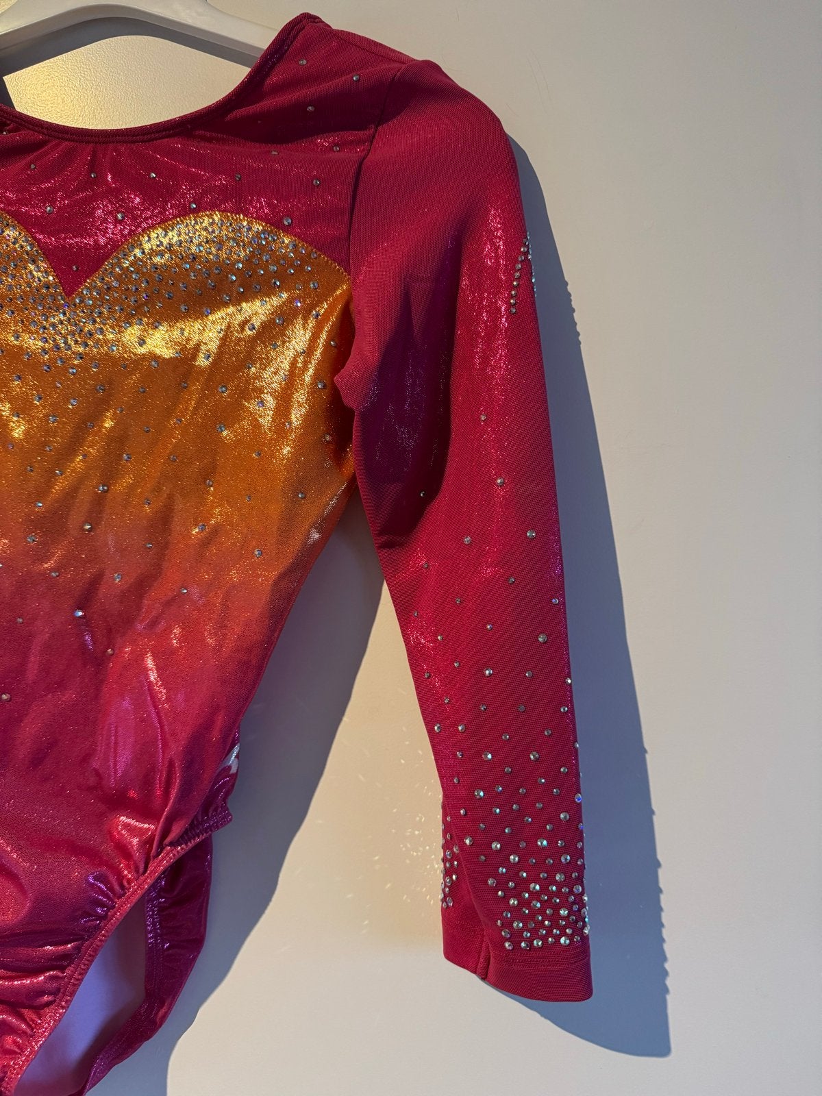 GK Turnpakje Roze/Oranje met Strass Steentjes, Maat 38/40 (M), Overige typen, Ophalen of Verzenden, Roze