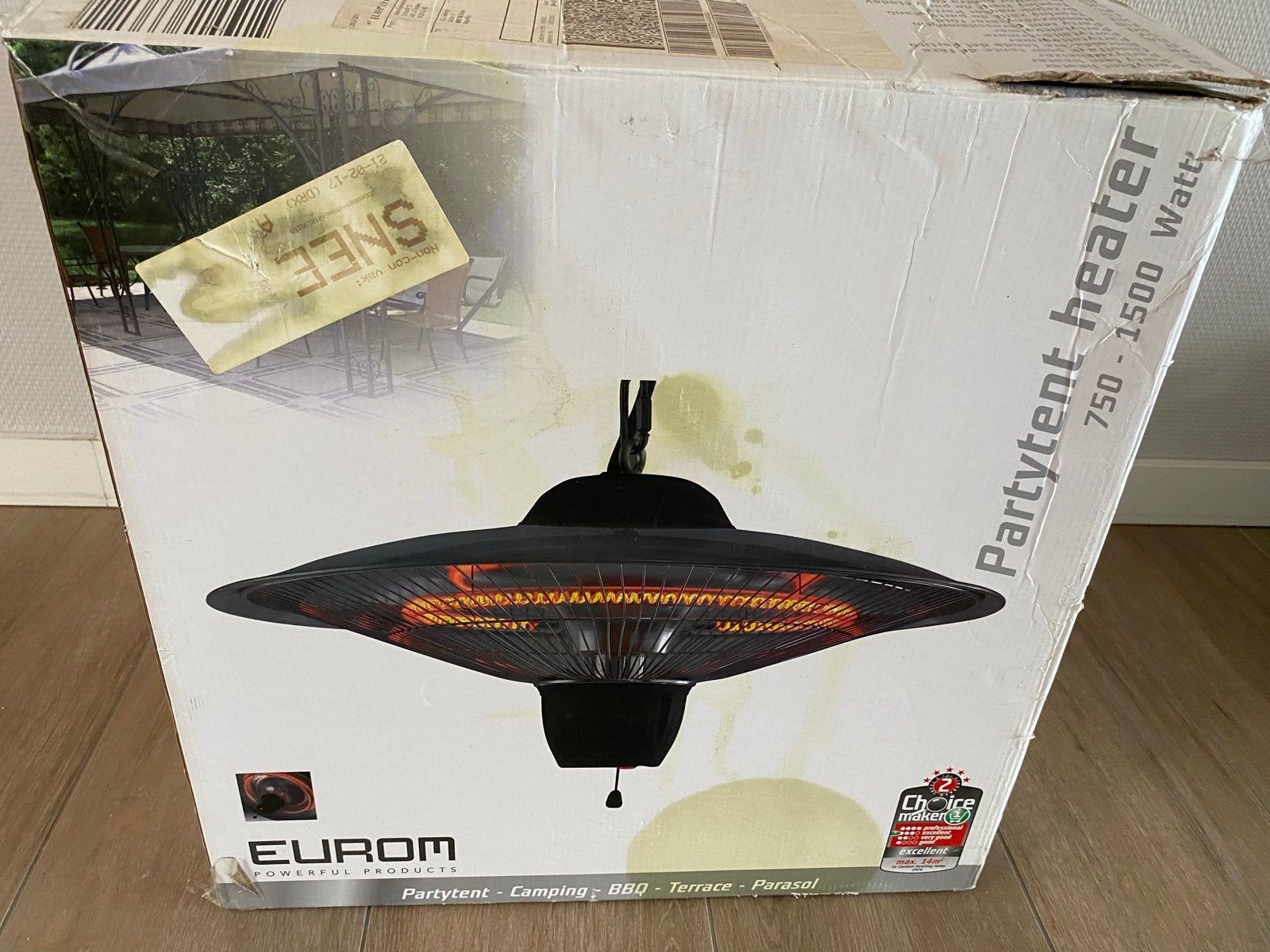 Eurom Terrasverwarmer 750W/1500W voor Camping & Tent, Ophalen of Verzenden, Zo goed als nieuw