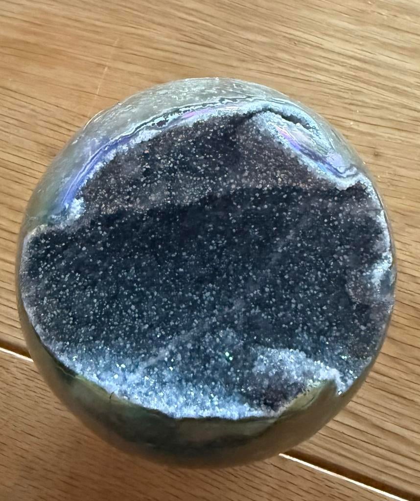 Angel aura agaath geode. Metaal look. Pac man bol, Ophalen of Verzenden, Zo goed als nieuw