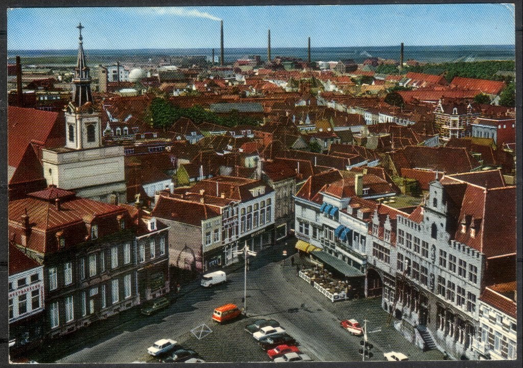 Bergen op Zoom - Markt - luchtfoto 1974, Verzenden, 1960 tot 1980, Gelopen, Noord-Brabant