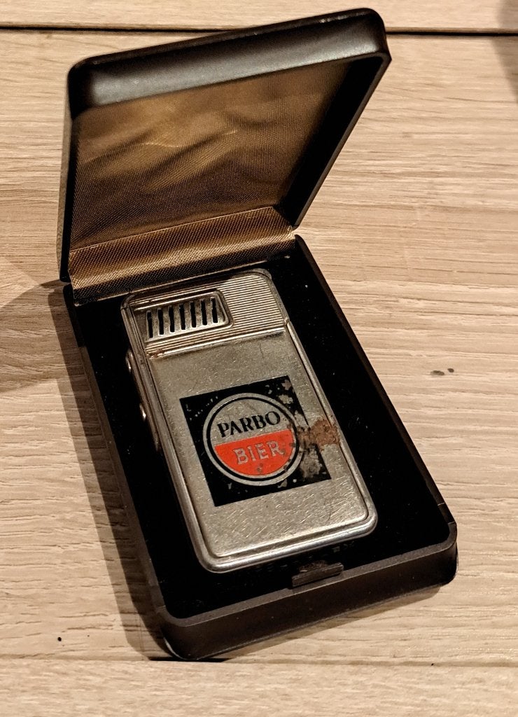 Imco Vintage aansteker; Merk Imco Parbo Bier Suriname 1962, Verzenden, Gebruikt, Overige typen, Overige merken