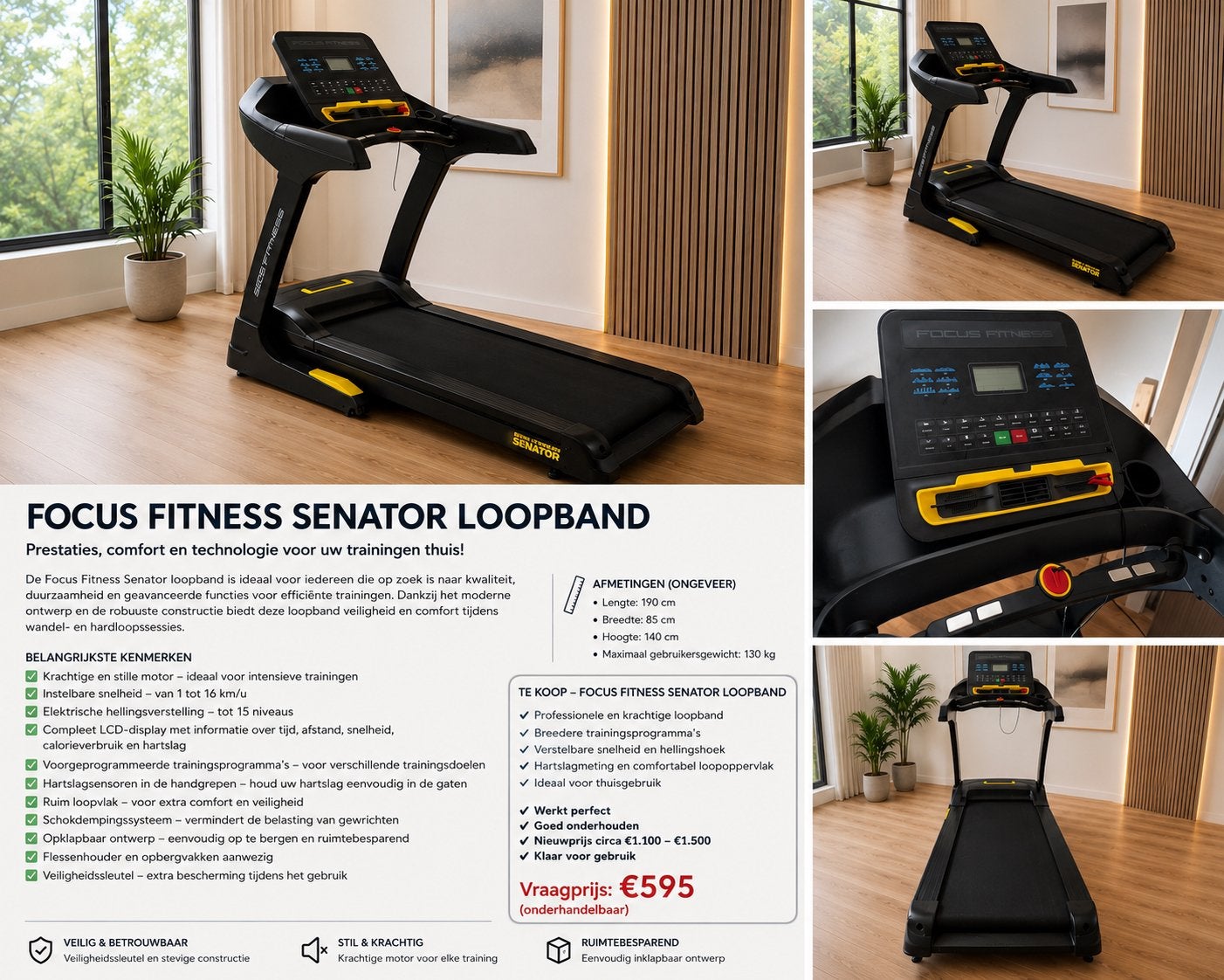 Focus Fitness Senator Loopband - Zo goed als nieuw, Sport en Fitness, Ophalen of Verzenden, Zo goed als nieuw, Metaal, Loopband