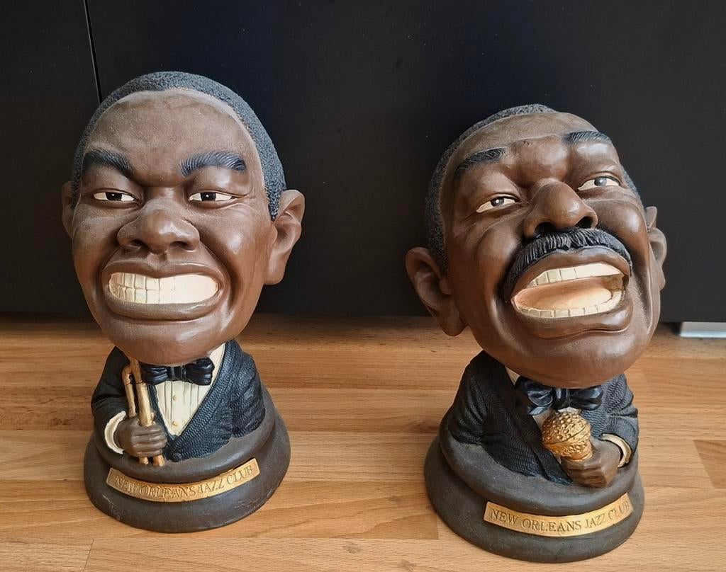 New Orleans Jazz Club Beelden - Louis Armstrong, Ophalen of Verzenden, Handgemaakt, 20 - 50 cm, Beeld