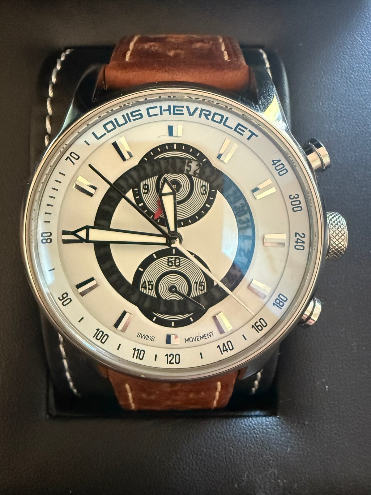 Louis Chevrolet Frontenac Swiss Watches., Ophalen of Verzenden, Zo goed als nieuw, Leer, Overige merken