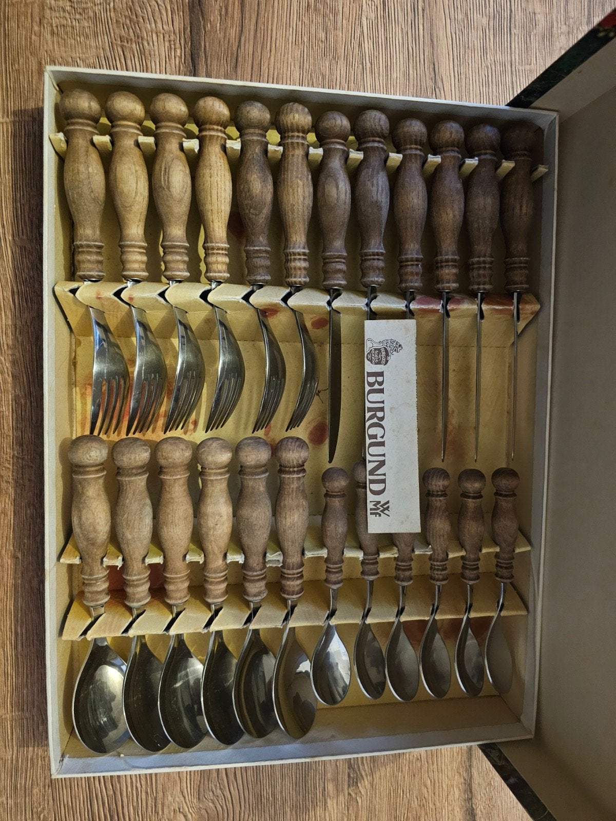 WMF Burgund 24-delig bestekset met houten handvatten, Ophalen of Verzenden