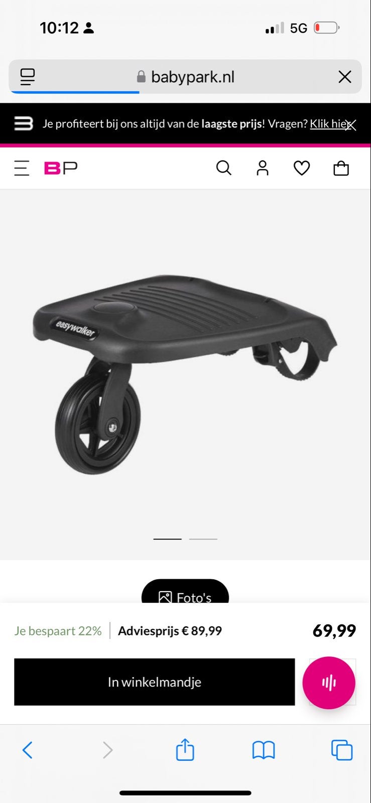 Easywalker meerijdplankje voor kinderwagen, Kinderen en Baby's, Ophalen of Verzenden, Gebruikt, Kinderwagen, Overige merken