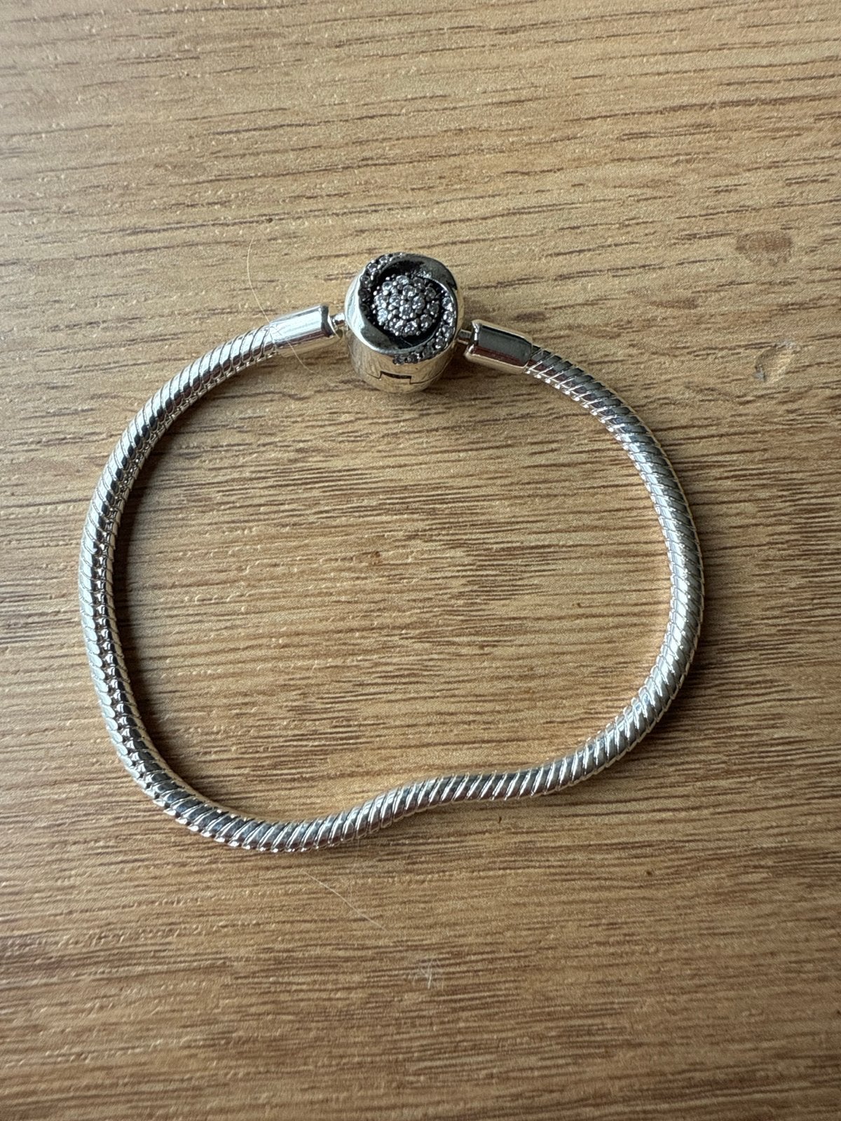 Zilveren armband voor Pandora bedels met strass sluiting, Sieraden, Tassen en Uiterlijk, Armbanden, Ophalen of Verzenden, Zo goed als nieuw