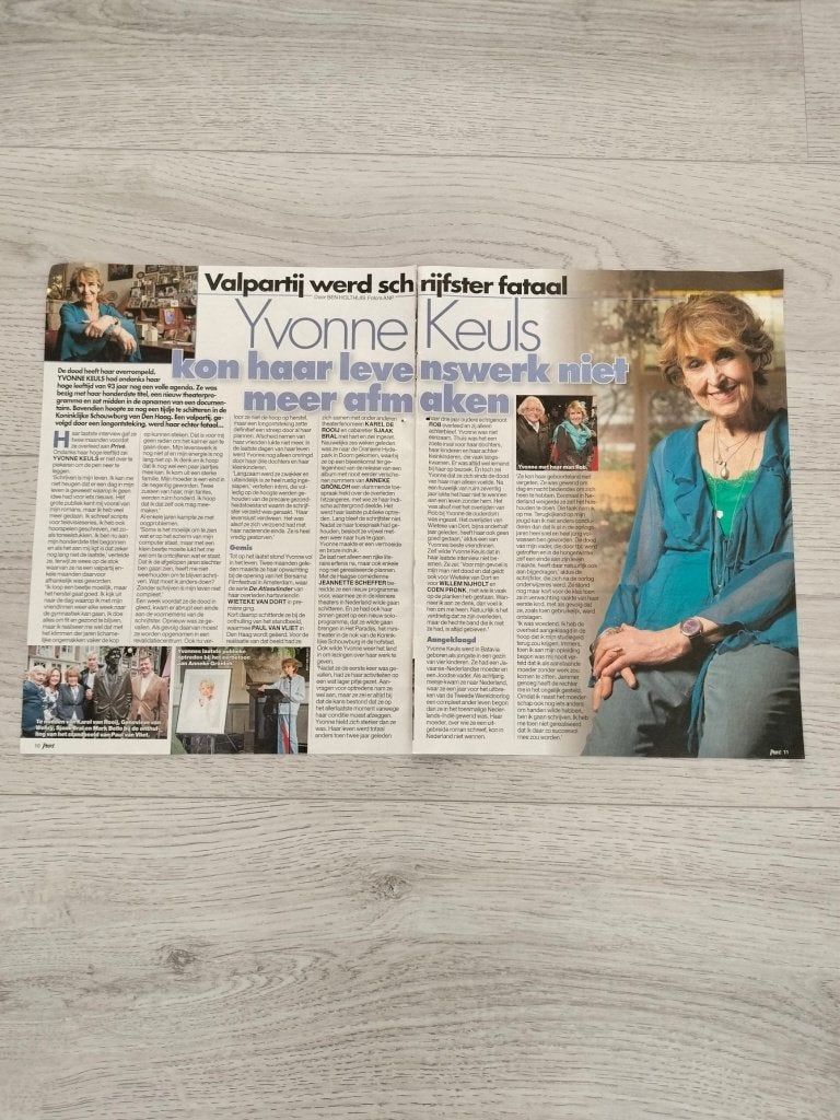 Yvonne Keuls 2-pagina tellend artikel Privé tijdschrift, Verzenden, Gebruikt, Boek, Tijdschrift of Artikel