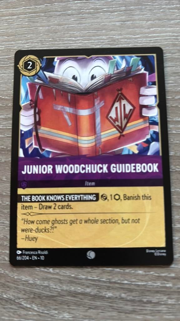 Disney Lorcana Junior Woodchuck guidebook 66-204 10WHI nonfo, Ophalen of Verzenden, Zo goed als nieuw, Losse kaart