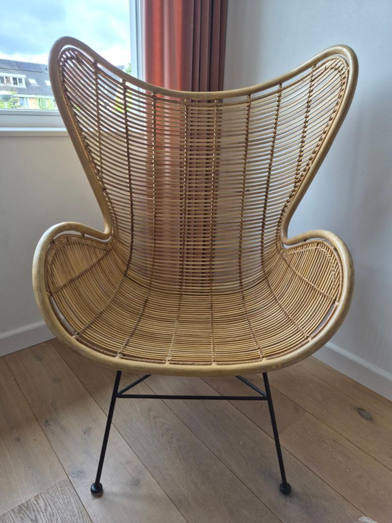 HKliving Rotan Egg Chair, Ophalen, Bohemian, Modern, Scandinavisch, Bruin, Zo goed als nieuw