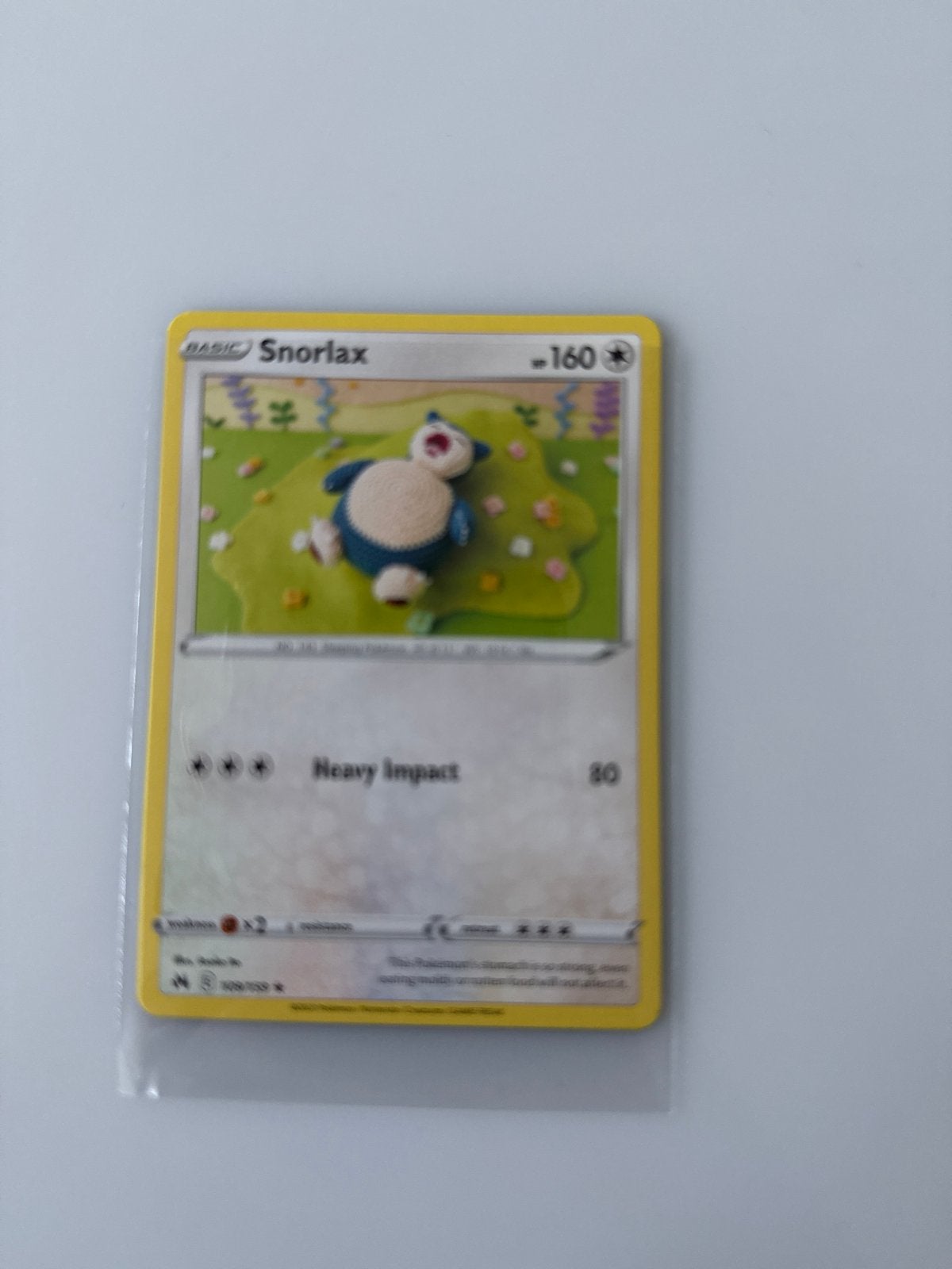 Pokémon Kaart Snorlax (Gehaakt) - Zo Goed als Nieuw, Ophalen of Verzenden, Zo goed als nieuw, Losse kaart