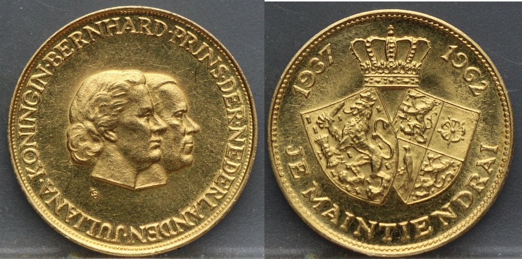 Gouden penning Juliana en Bernhard 1937-1962, Koningin Juliana, Losse munt, Goud, Overige waardes