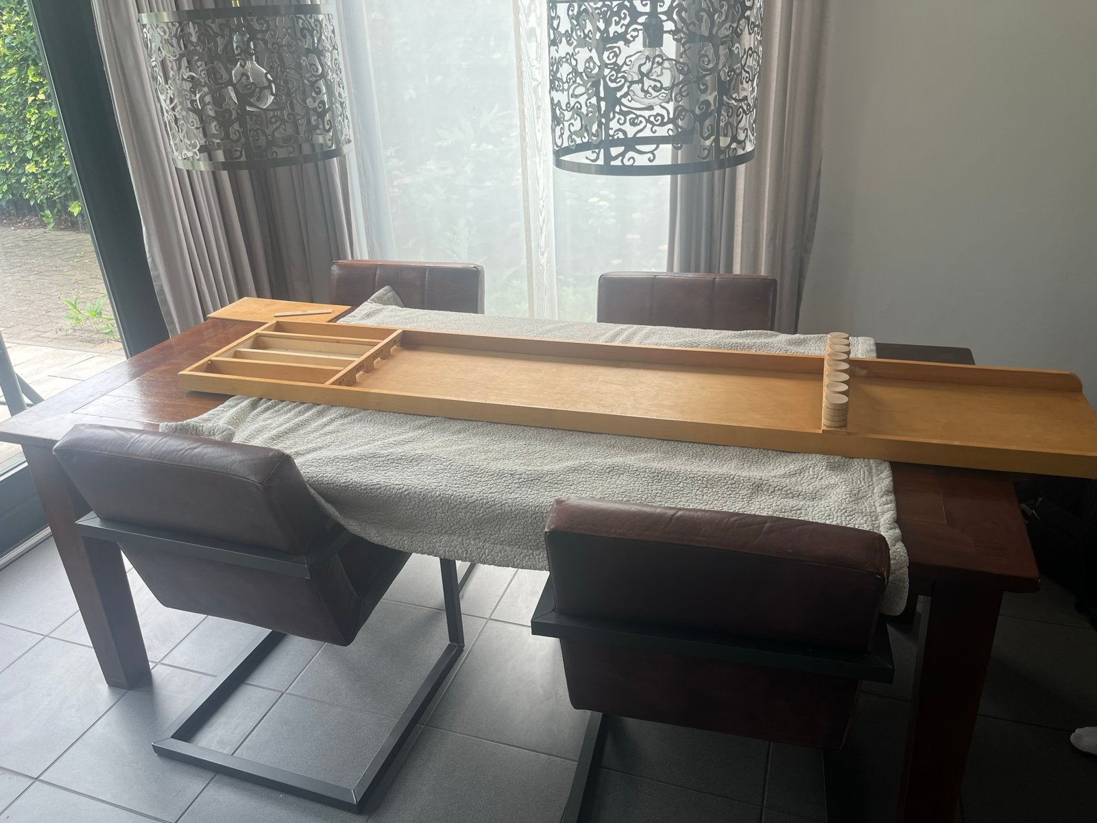 Houten Sjoelbak met sjoelschijven, Een of twee spelers, Ophalen, Gebruikt