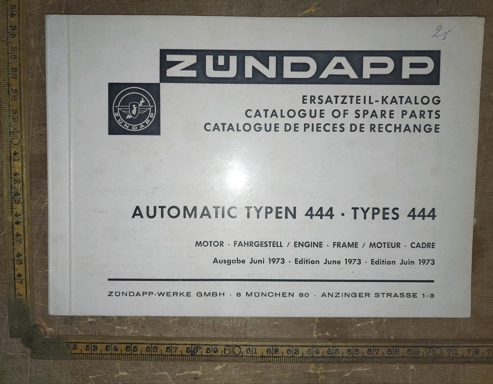 Onderdelen Catalogus Zündapp 444. 1973, Ophalen of Verzenden, Gebruikt