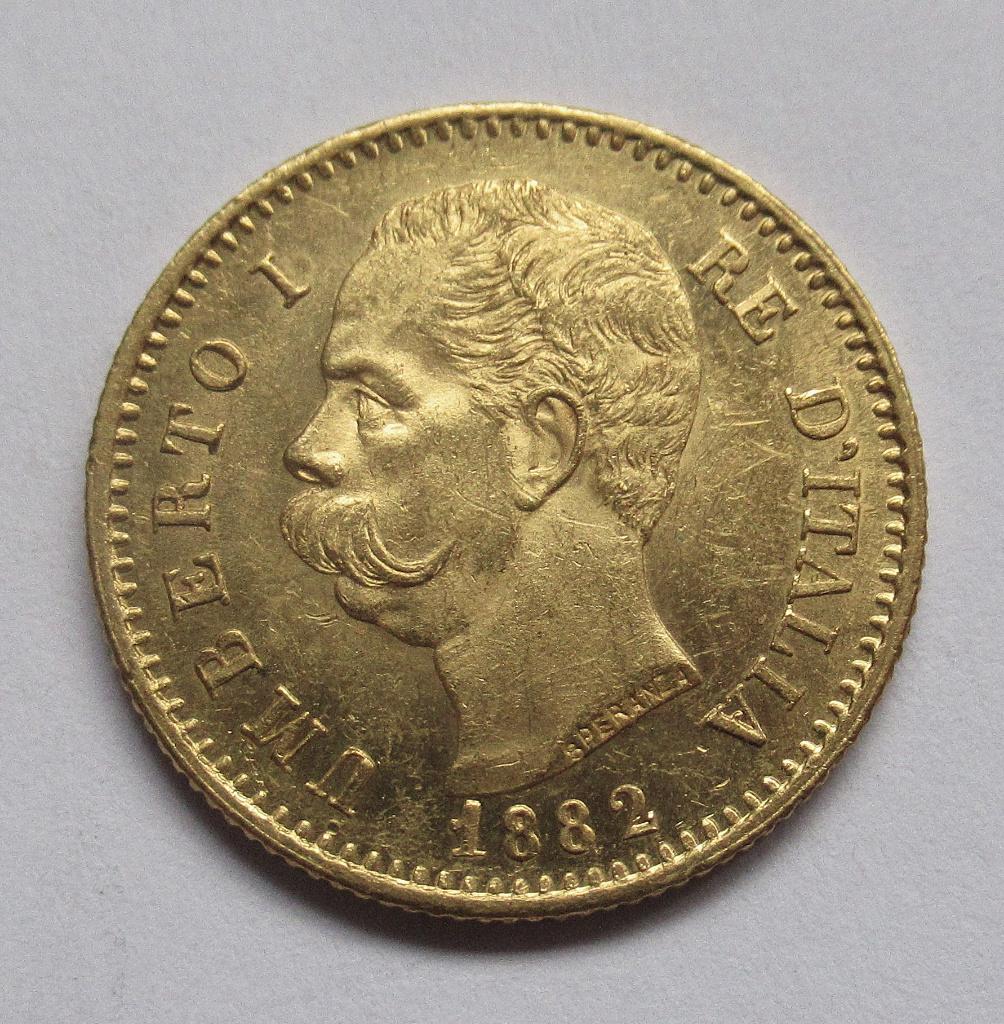 Italie 20 lira 1882, Verzenden, Italië, Goud