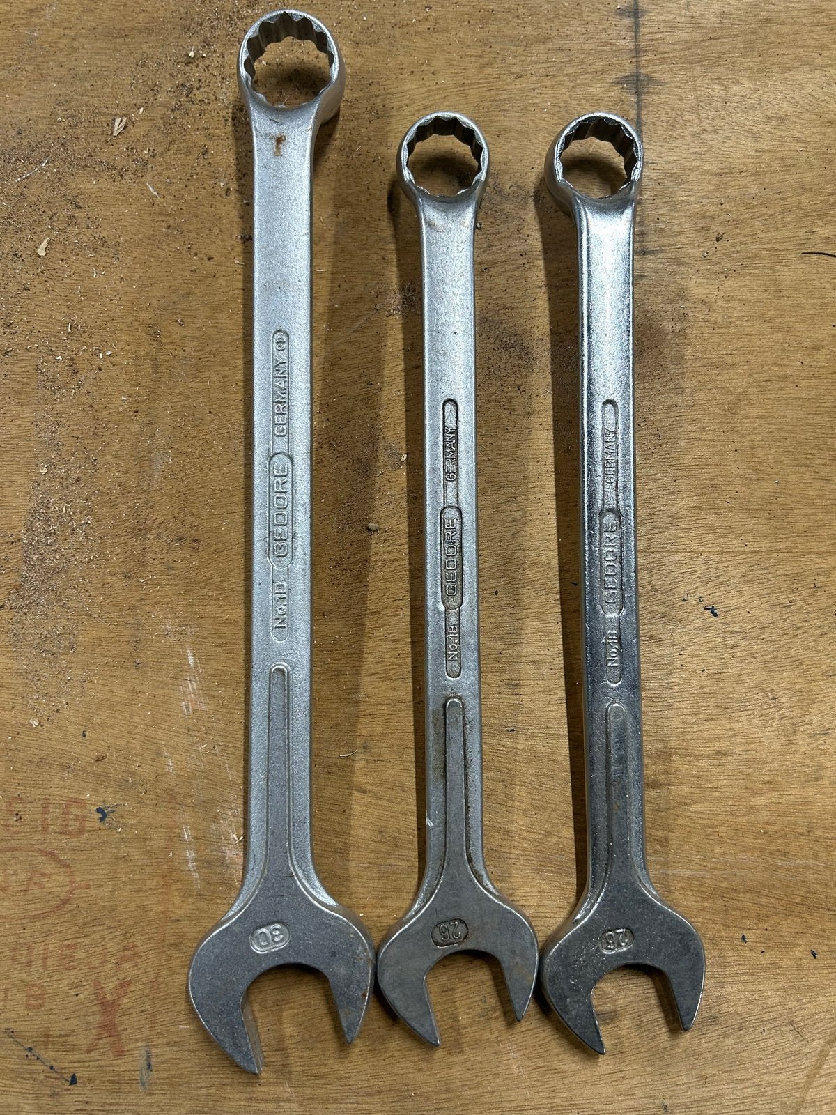 Set van 3 Gedore ring steeksleutels 26, 28 en 30 mm, Ophalen of Verzenden, Gebruikt, Sleutel/ratel, Gedore
