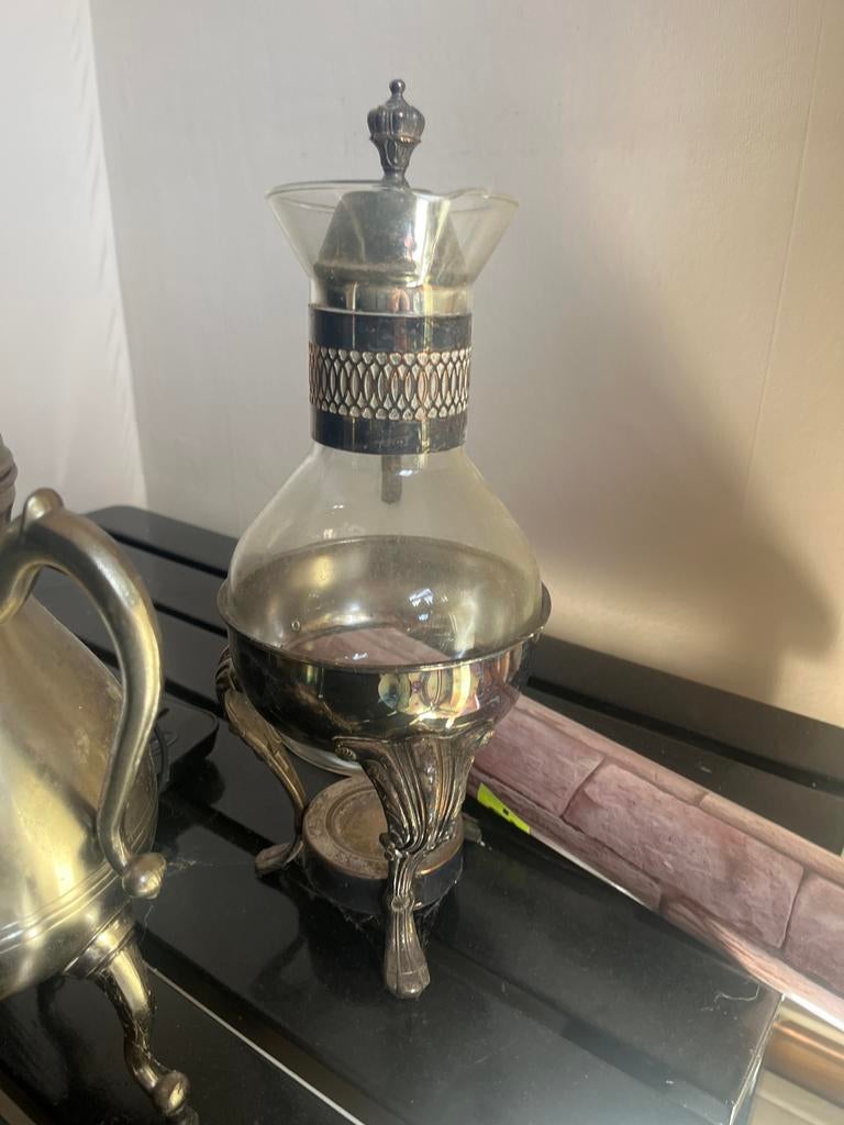 Antieke koffie- of theemaker met zilveren details, Ophalen of Verzenden