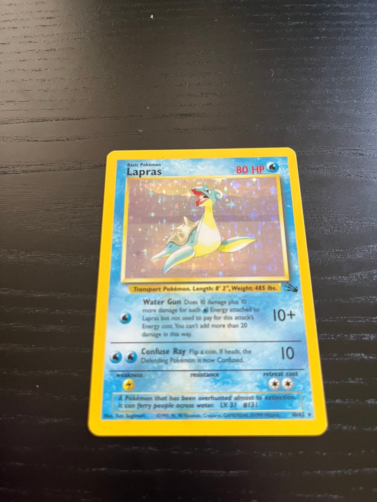 Lapras holo 10/62 - Fossil set, Ophalen of Verzenden, Zo goed als nieuw, Losse kaart, Foil