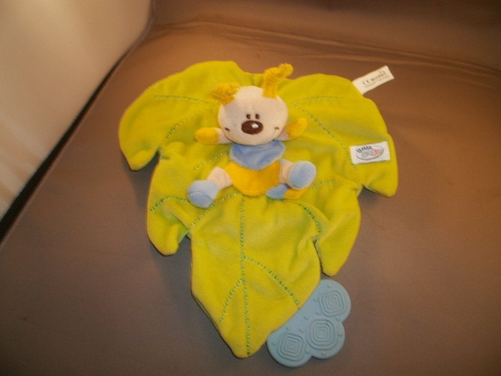 Simba toys baby bij insect op blad groen/geel/blauw velours, Overige merken, Overige typen, Nieuw, Ophalen of Verzenden